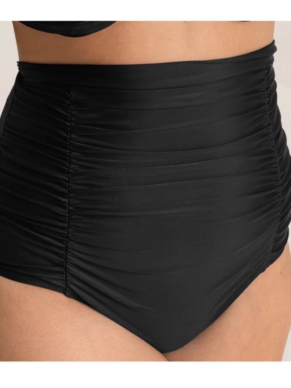 Shapermint High-Waist Black Ruched Swim Bottom Women’s L